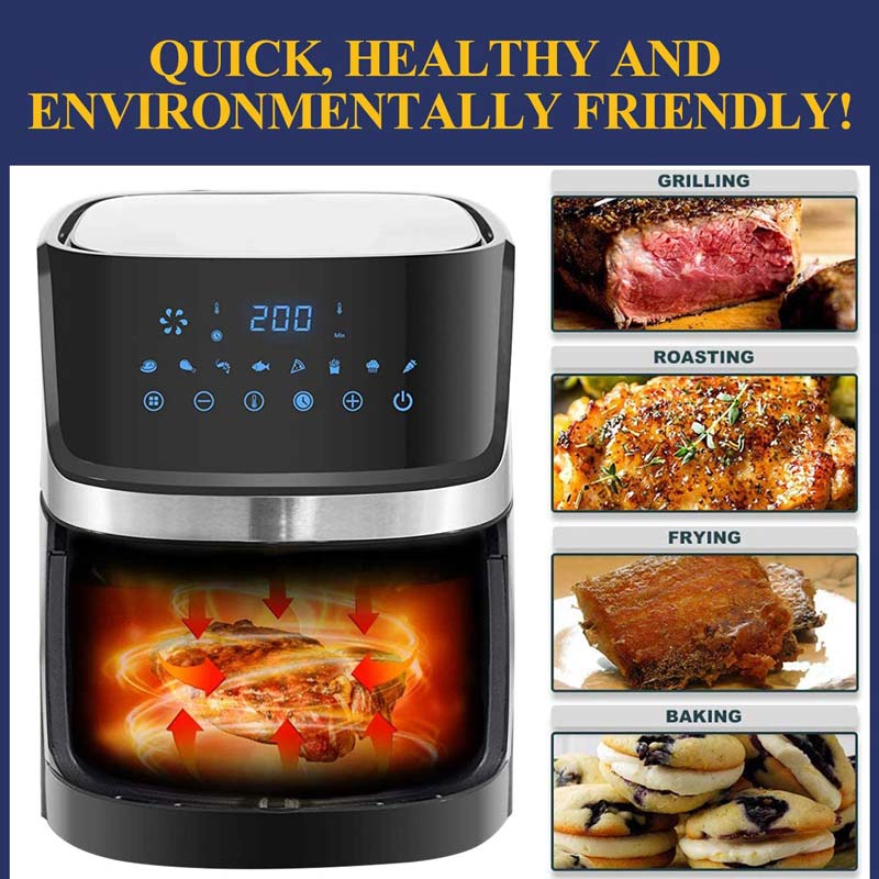 Bake,LED Digital Touchscreen with 7 Presets,Nonstick Basket 5.8 Quart,1400 Watt 60 Minutes Digital Air Fryers Oven & Oilless Cooker for Air Frying,Roast Tewiky Air Fryer 